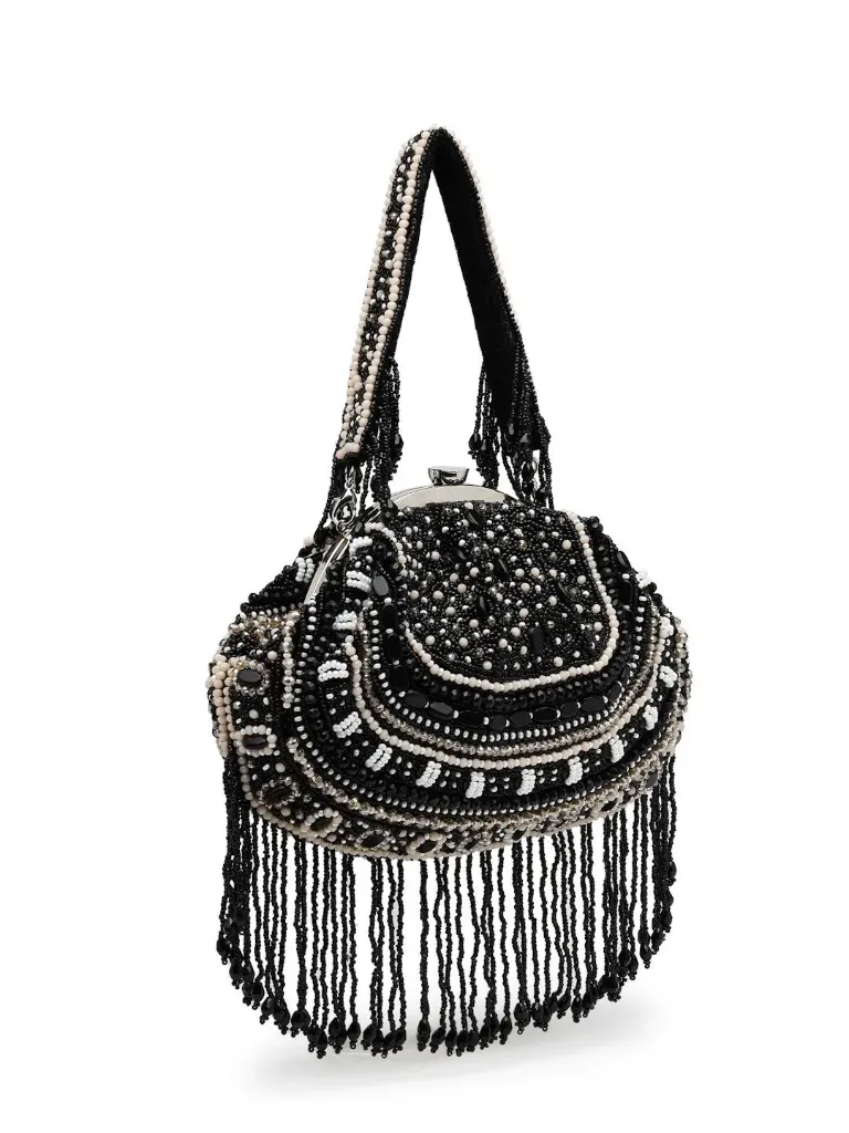 Beaded Work Embellished Clutch Bag (Black)