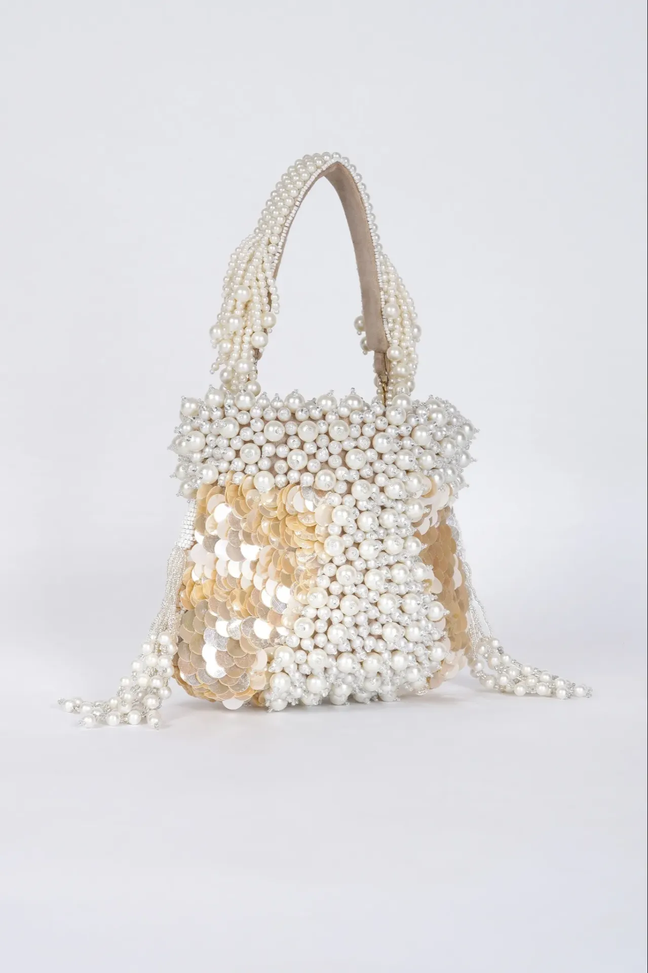 Beaded & Sequence Embellished Potli Bag (Beige)